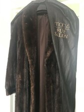 Woman's full Length Mahogany Mink Fur Coat (macy's Fur Salon) Sz 10 And Headband