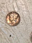 NATURALLY  TONED GOLD RED 1940 D Mercury Silver Dime SILVER FAST COMBINED SHIP