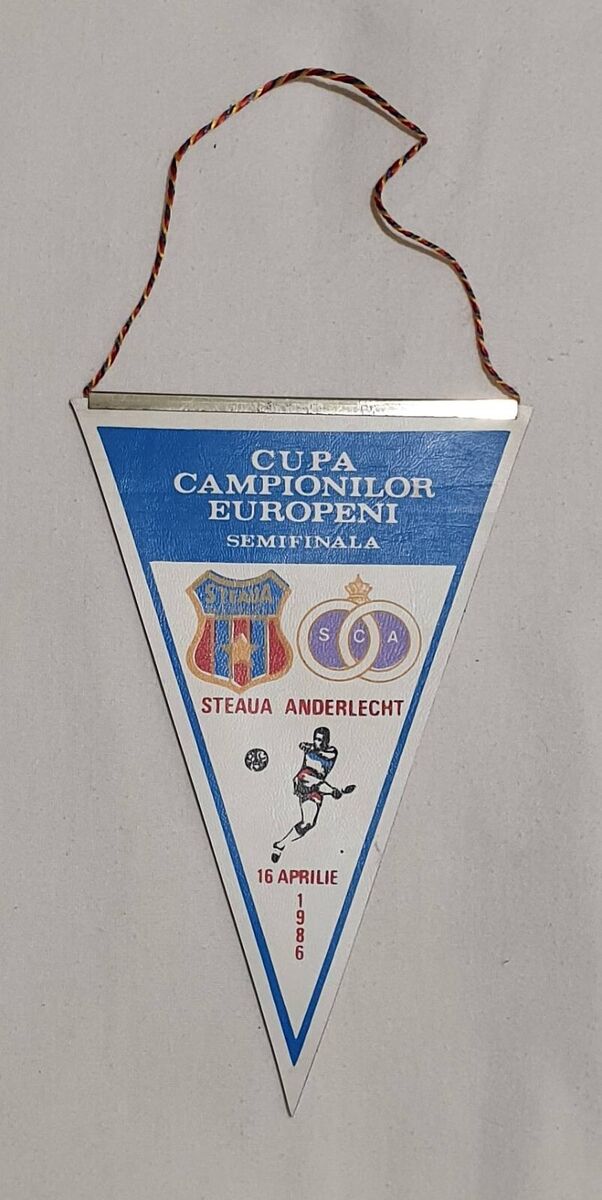 European Champions Cup Semifinal STEAUA Bucharest vs Anderlecht Pennant 1986