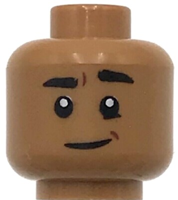 Lego New Medium Flesh Minifigure Head Dual Sided Black Eyebrows
