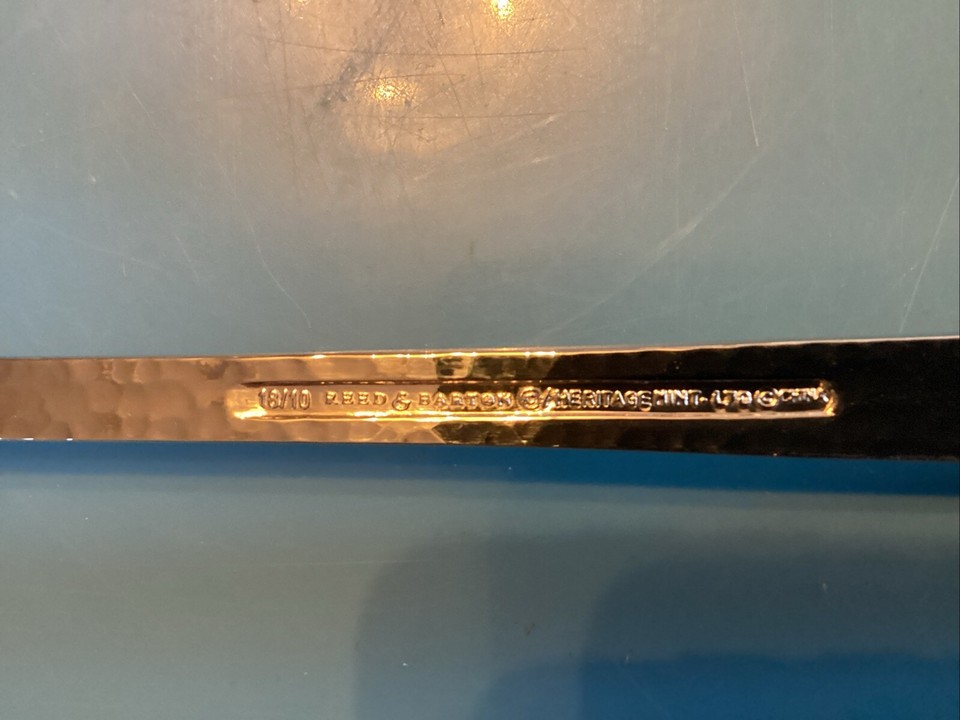 NEW Reed & Barton OLD ENGLISH HAMMERED Salad Serving Fork & Serving