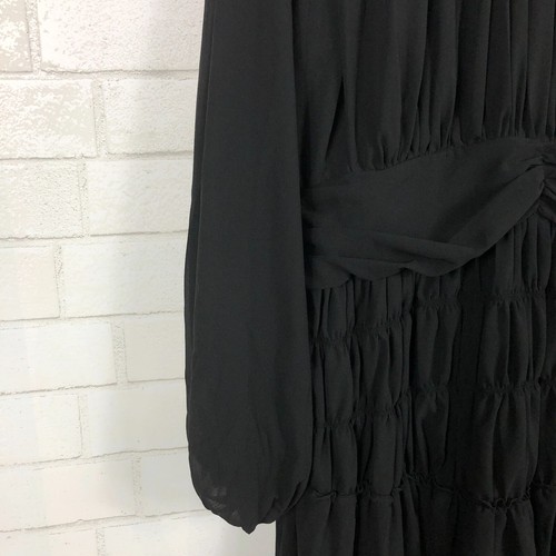 BOOHOO Women's High Neck Flare Sleeve Ruffle Black Midi Dress sz 14 NWT - Picture 7 of 10
