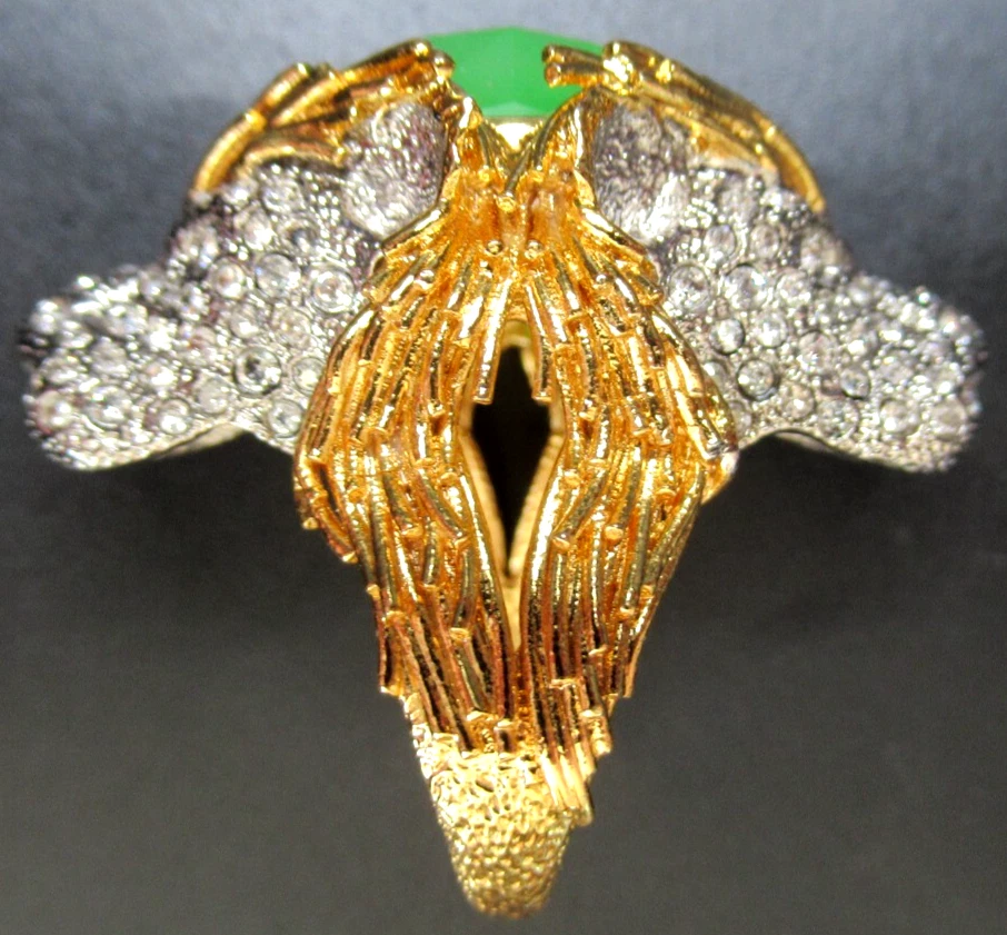 Anillo ALEXIS BITTAR Increíble Piedra Verde Doble Cabeza de León Talla 7 Foto 2 de 4