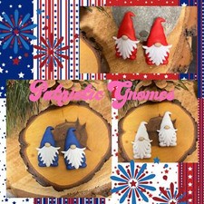 PATRIOTIC GNOMES in Red, White or Red Stud Earrings