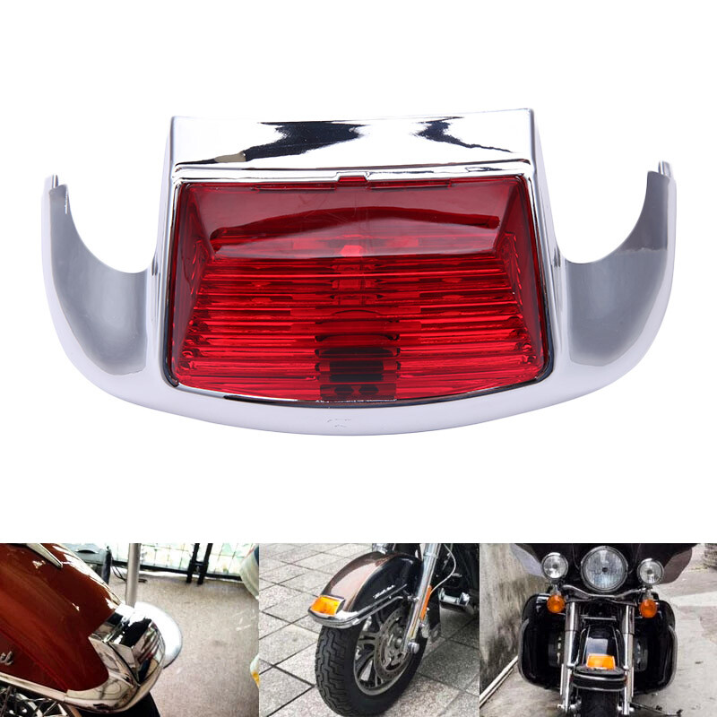 Motorcycle LED Front Fender Tip Light White For Harley Davidson