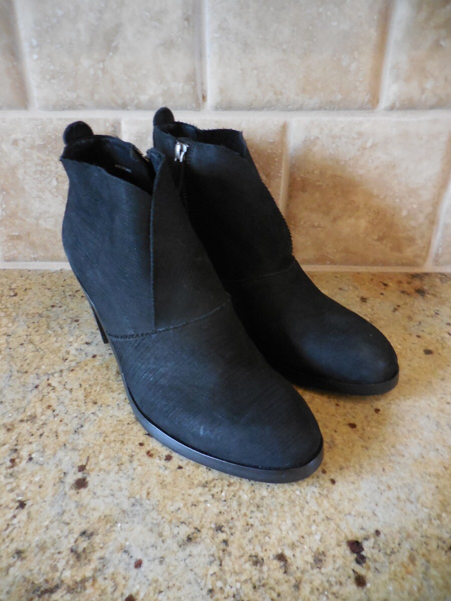 Eileen Fisher Murphy Bootie Black Intaglio Nubuck Leather Zip Zip Zip Ankle Boot NEW 7.5 4de186 Eileen Fisher Murphy Bootie Black Intaglio Nubuck Leather Zip Zip Zip Ankle Boot NEW 7.5 4de186