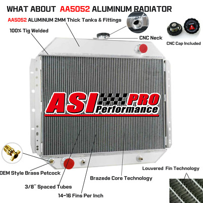 3 Row Aluminum Radiator For 1966-1979 Ford F100 F150 F250 F350 6.6L V8 New