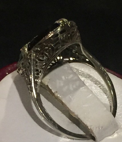 Vintage Ladies Of G.A.R. 1861-1866 14K White Gold Star With Onyx Ring Size 7.5 - Picture 5 of 12