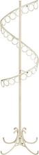 Spiral Scarf Rack Floor Display 27 Rings 6' Tall x 17" Ivory Fleur De Lis Finial