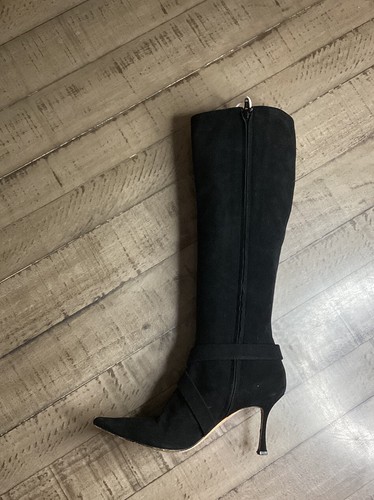 Brian Atwood black suede leather tall boots heels size 37 us 6.5, made in italy - Picture 6 of 9