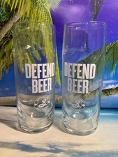 4 X New Brooklyn Brewery Defend Beer Pint Glasses, pint glass, home bar, pub