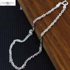 Women / Girl Italian 925 Sterling Silver Singapore Chain Anklet Bracelet 9-10"