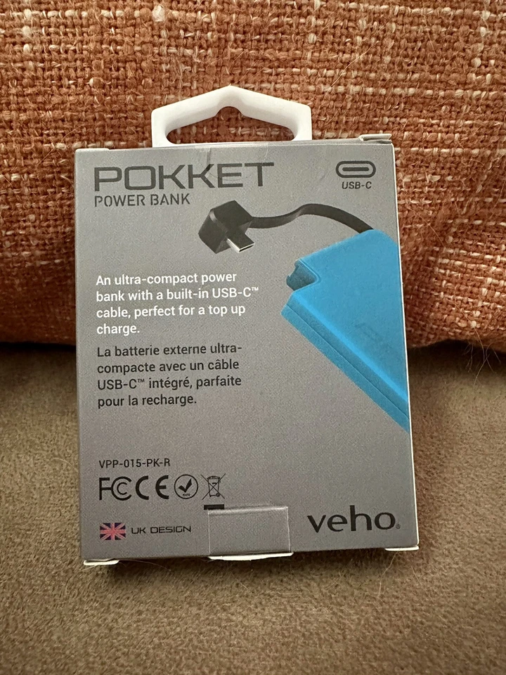 Veho Pebble Pokket 1000mAh 微型尺寸 移动电源 - 蓝色 — 第 2/3 张图片