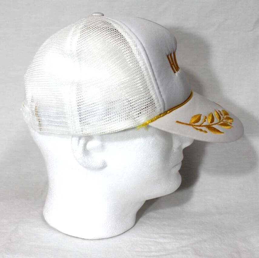 Gorra de béisbol blanca HAWAI Trucker huevos revueltos logotipo dorado malla cierre trasero de colección Foto 3 de 4