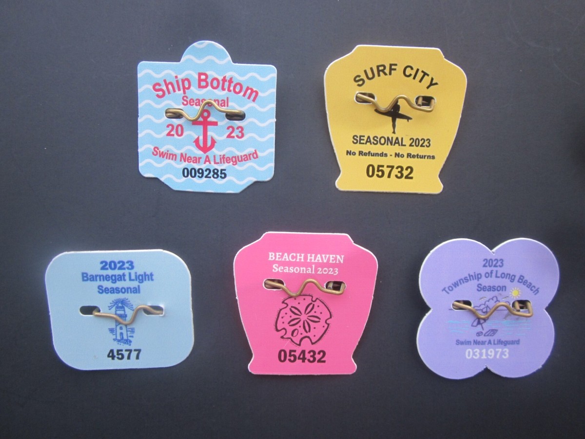 LBI LONG BEACH ISLAND NEW JERSEY 2023 SEASONAL BEACH BADGES/TAGS