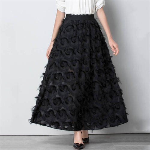 Lady Skirt Feather Tassel Fringe A-line Elastic Waist Clubwear Cocktail Party