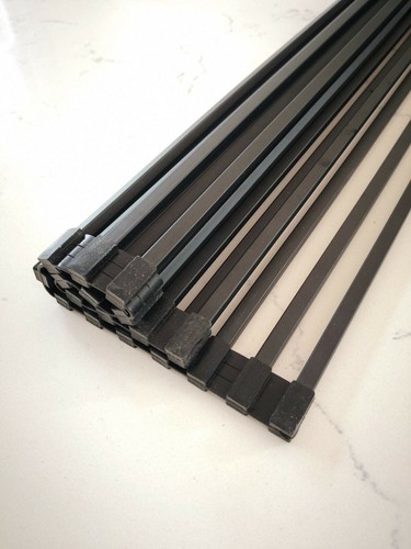 Brushed Gunmetal Stainless Steel Dish Drying Handmade Roller mat Kitchen Rack - Picture 4 of 7