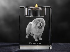 Chow Chow, crystal candlestick with dog, souvenir, Crystal Animals UK