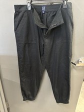 GAP Women's Mid Rise Elastic Back Button Front Twill Jogger Black Size XL