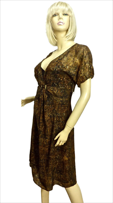 donna karan brown dress Donna Karan New York Women's Satin Geo Belted Dress