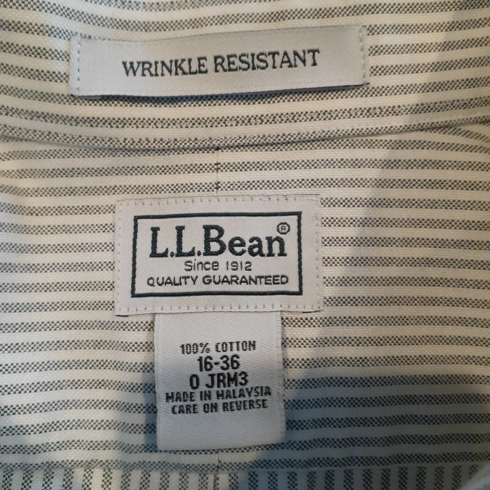 LL Bean Shirt Mens XL Wrinkle Resistant Up Long Sleeve Striped 16-36 O JRM3 - Image 3 of 4