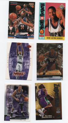 UCONN Connecticut Huskies MILWAUKEE BUCKS HALL OF FAMER RAY ALLEN LOT W/ ROOKIE
