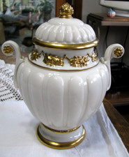 Vint Urn-Lavish Gold Trim on White Porcelain-Small -For Pet Cremains  2 ONSALE 