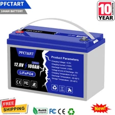 LiFePO4 12V 100Ah Lithium Battery Built-in BMS For Marine Areas Off-Grid Solar
