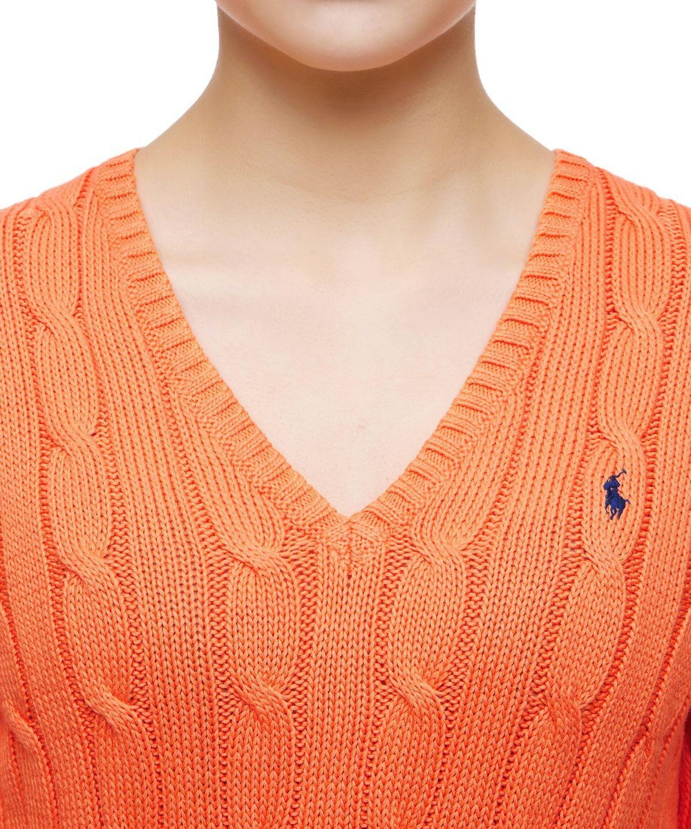 Genuine Polo Ralph Lauren W Cable Knit Cotton V-Neck Sweater