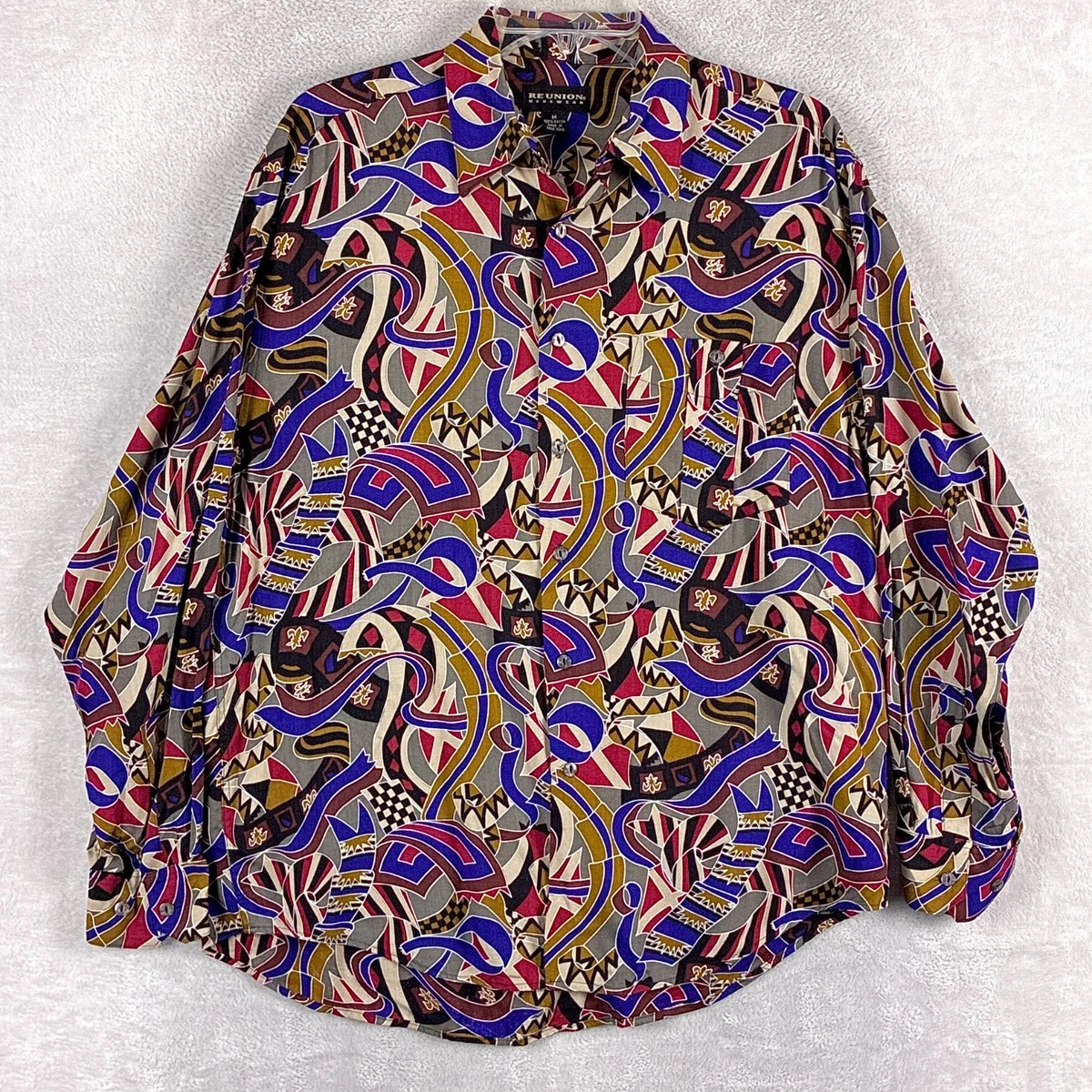 トップス reunion Reunion Long Sleeve Regular Size Casual Button-Down Shirts for Men
