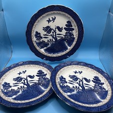 3 Booths Real Old Willow Pattern A8025 8 inches side  plates 1940s VGC Vintage 