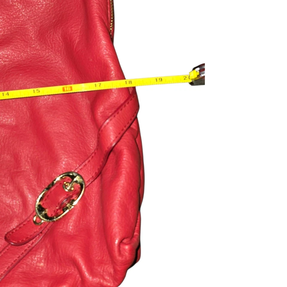 Emma Fox Red Leather Shoulder Bag Kiss Lock Frame Purse Gold Hardware 15x15 - Image 3 of 4