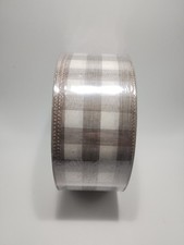 Members Mark Premium Wire Edged Ribbon 50 Yards 2.5 Inch Brown/Gingham Plaid