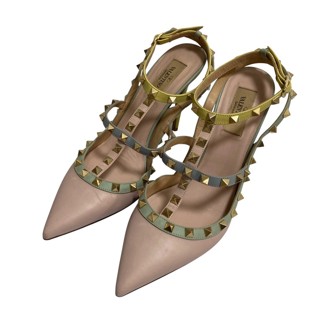 VALENTINO GARAVANI Rockstud Strap Pumps, Size 40 Pink Women USED