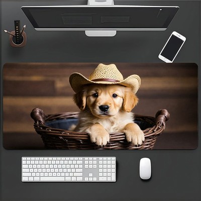 40*90cm1pc Large Smooth-Surface Gaming Mouse Pad & Desk Mat with Cute Golden Ret