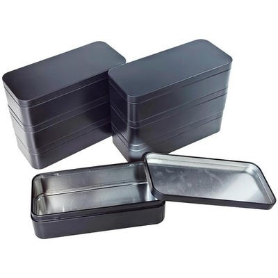 7 PCS Rectangular Metal Empty Tins Containers Storage 5.9x2.75x1.57 Inch Black