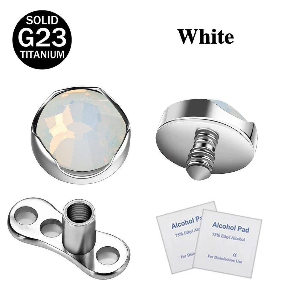 1 PIEZA G23 Acero Titanio Anclaje Dérmico con Base Superficie Cristal Piercing Joyería Foto 3 de 4