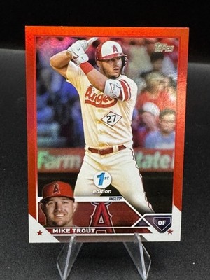 2023 Topps First Edition - Mike Trout Team Color Match Red /50- Angels