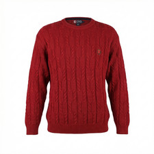 Chaps Ralph Lauren Vintage Cable Knit Sweater Men's Size Large Red Cable Knit