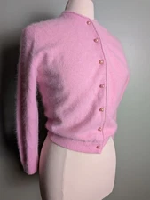 Vintage Angelon by Darlene  French Angora Rabbit Hair Wool Blend Pink Sweater