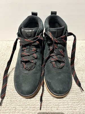 UGG LAKESIDER ANKLE SHOES SNEAKER BOOTS BLACK / RED LEATHER SIZE US 8.5 WOMEN