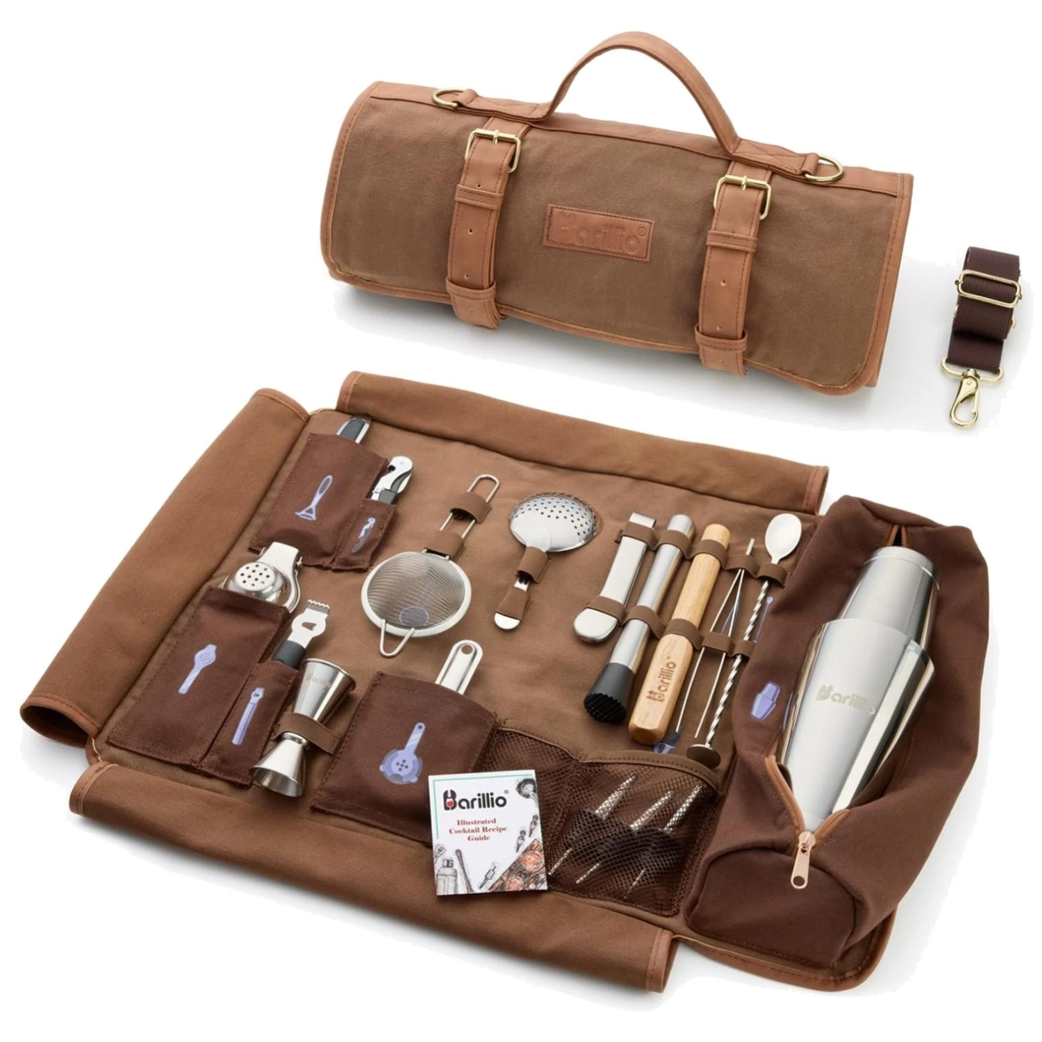 Portable Bartender Kit Bag with 17-Pc Cocktail Set