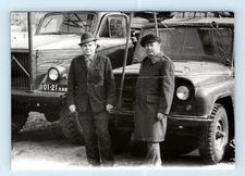 Vintage Photo Soviet Men Near UAZ Jeep and Cars USSR 1960s