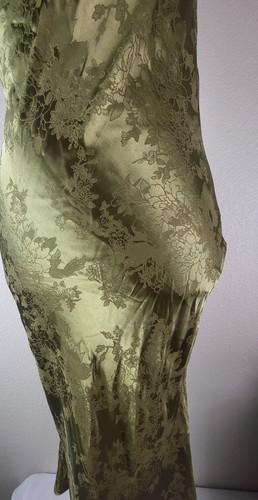 Cider Square Neck Drawstring Satin Green Floral Pattern Womens S Midi Dress NWT - Bild 2 von 10