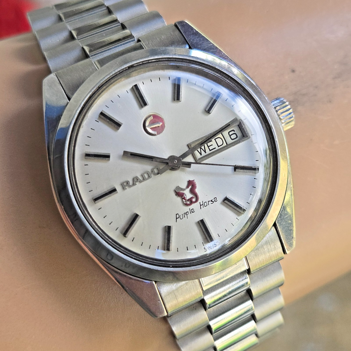 Vintage RADO Purple Horse men's automatic watch day/date swiss