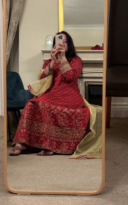 NEU Indisch Pakistanisch Partykleidung HOCHZEIT Salwar Kameez Fertig Khadi Netz M