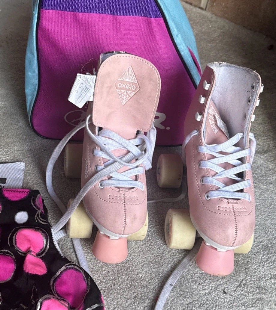 Patines Oxelo Decathlon Reino Unido Talla 1 EU33 - Rosa - Bolsa y Fundas Excelente Con