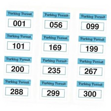 Pcs 2x3 Inch Parking Permit Stickers Static Window Numbered 001-300 300 Blue