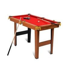 Goplus 48” Pool Table, Wooden Billiards Table w/ 2 Cue Sticks, 16 Balls, 2
