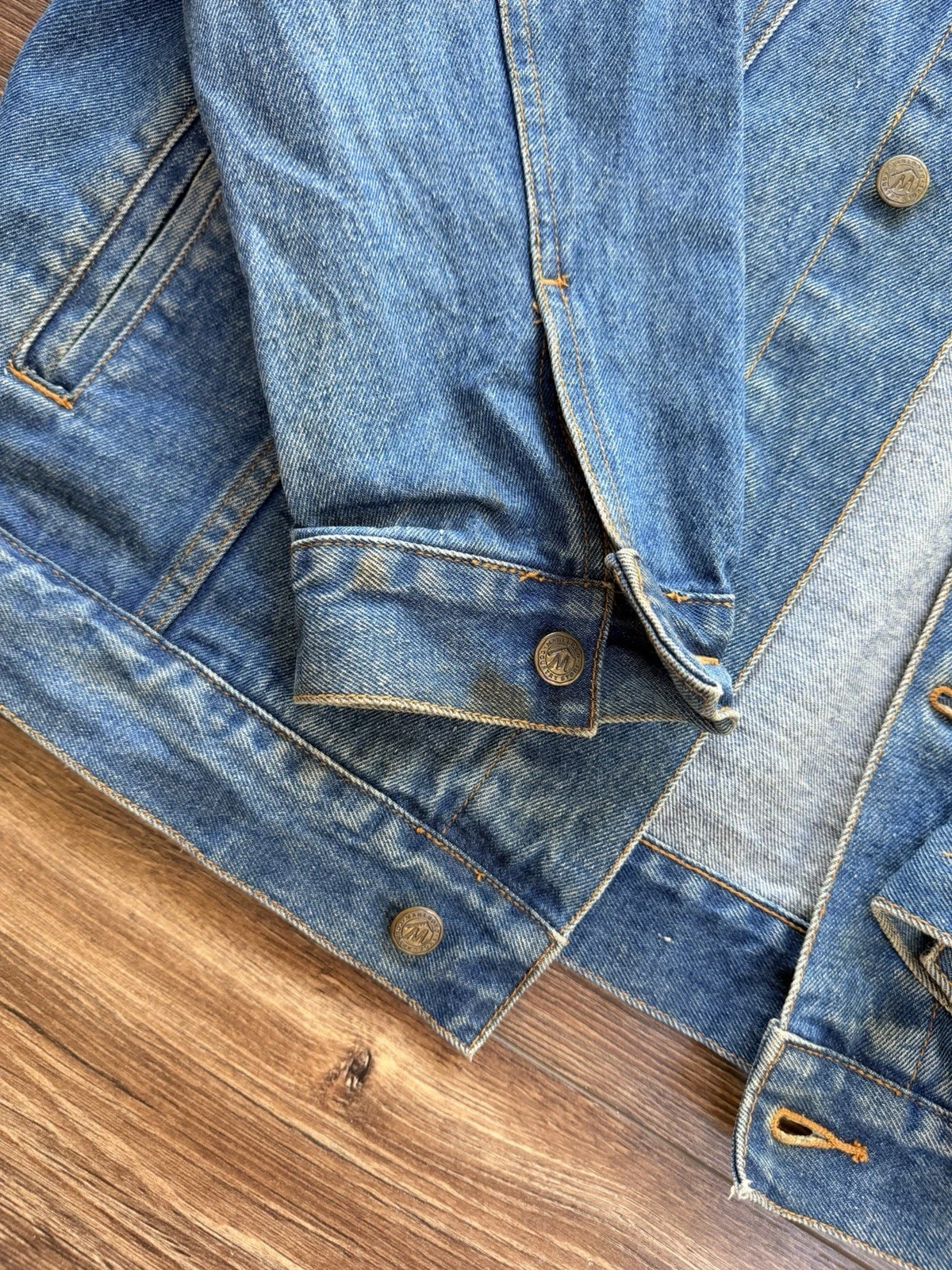 Vintage Marlboro Country Store Denim Jacket Mens XL Leather Collar Western - product detail image 2